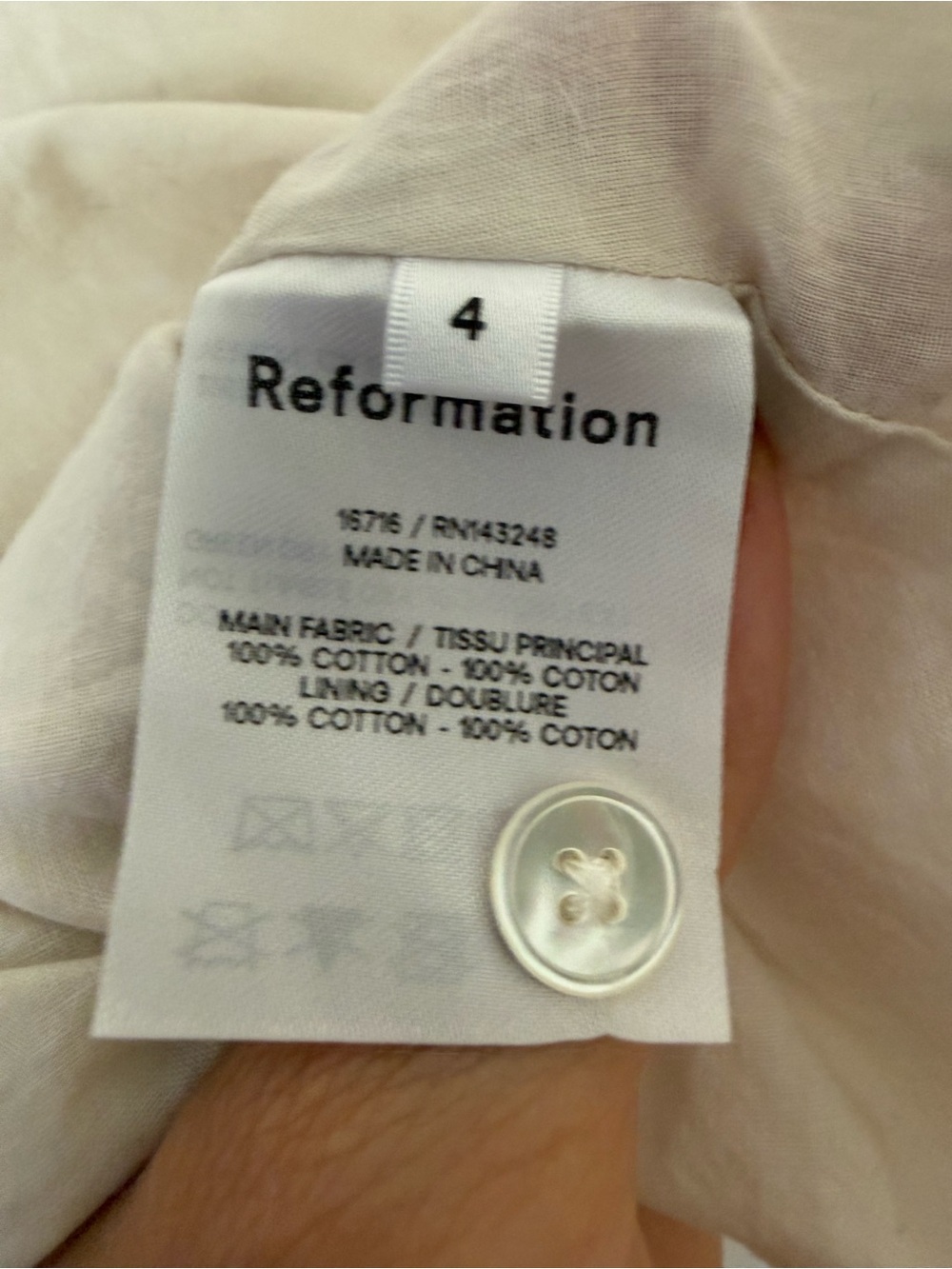 REFORMATION Fran Dress Cream Midi cotton Dress 4 - Picture 10 of 12